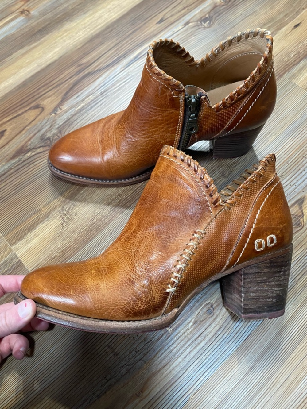 Bed Stu Cognac Leather Ankle Booties - Picture 2 of 9